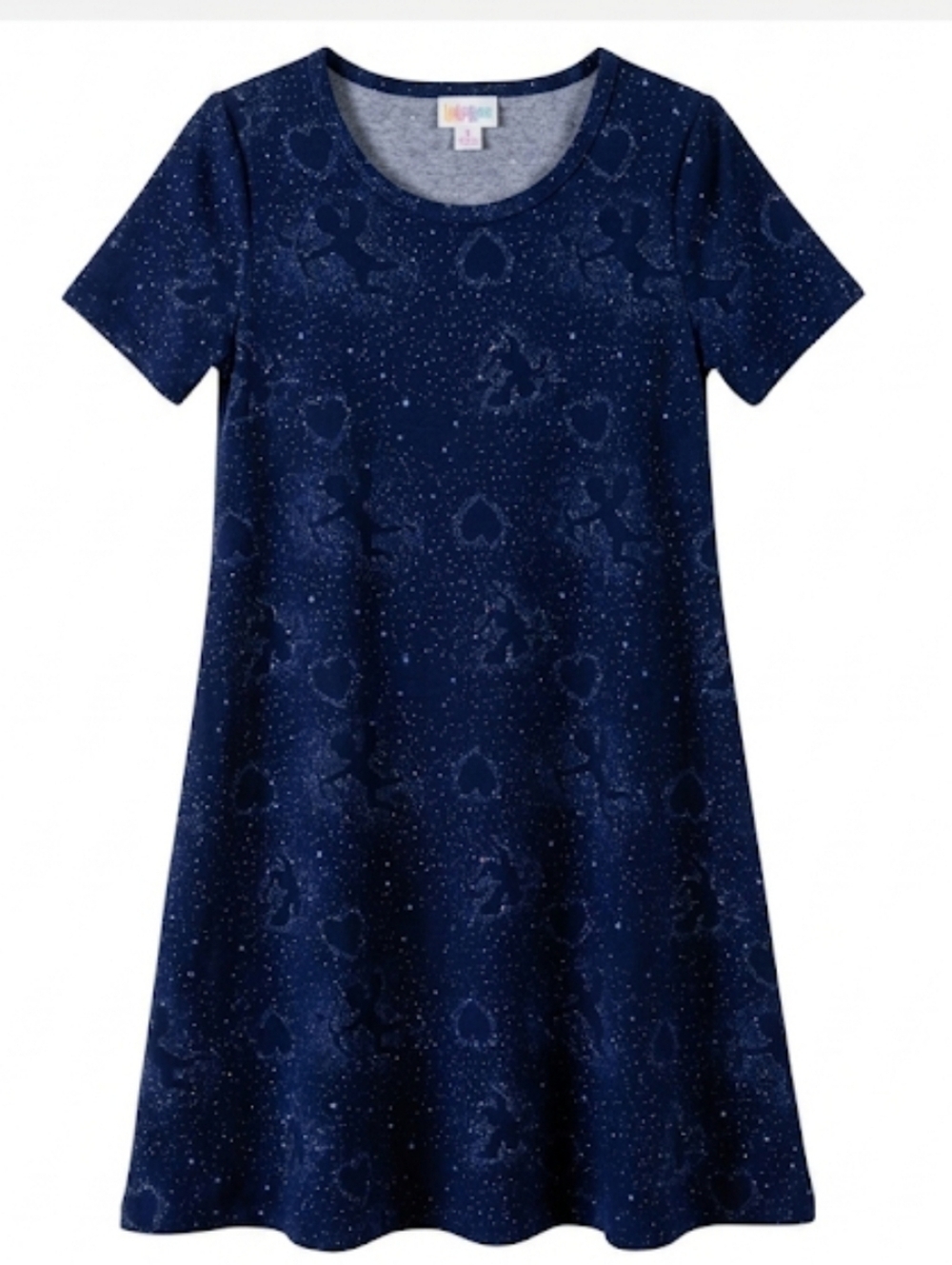 LuLaRoe Dark Blue Midi Dress Women's Size Small With Pockets Cupid & Hearts